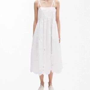 MEIMEIJ Cotton Floral Midi Dress White Small